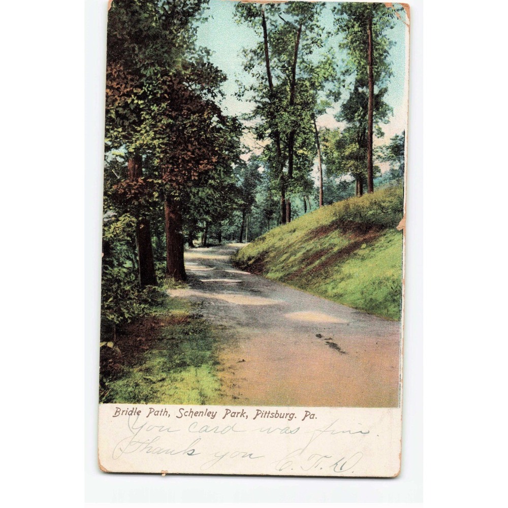 Vintage 1907 Bridle Path Schenley Park Pittsburg PA Postcard Franklin Stamp VG-